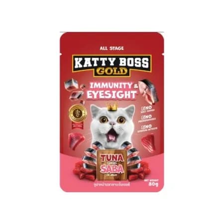 KATTY BOSS GOLD Tuna Topping Saba in Jelly Wet Cat Food 80g