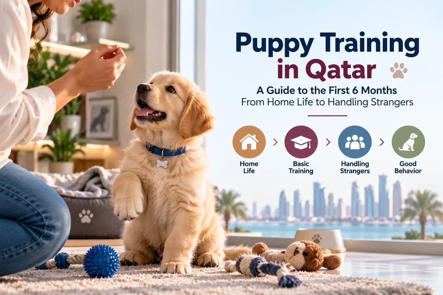 Puppy Training in Qatar: A Guide to the First 6 Months From Home Life to Handling Strangers