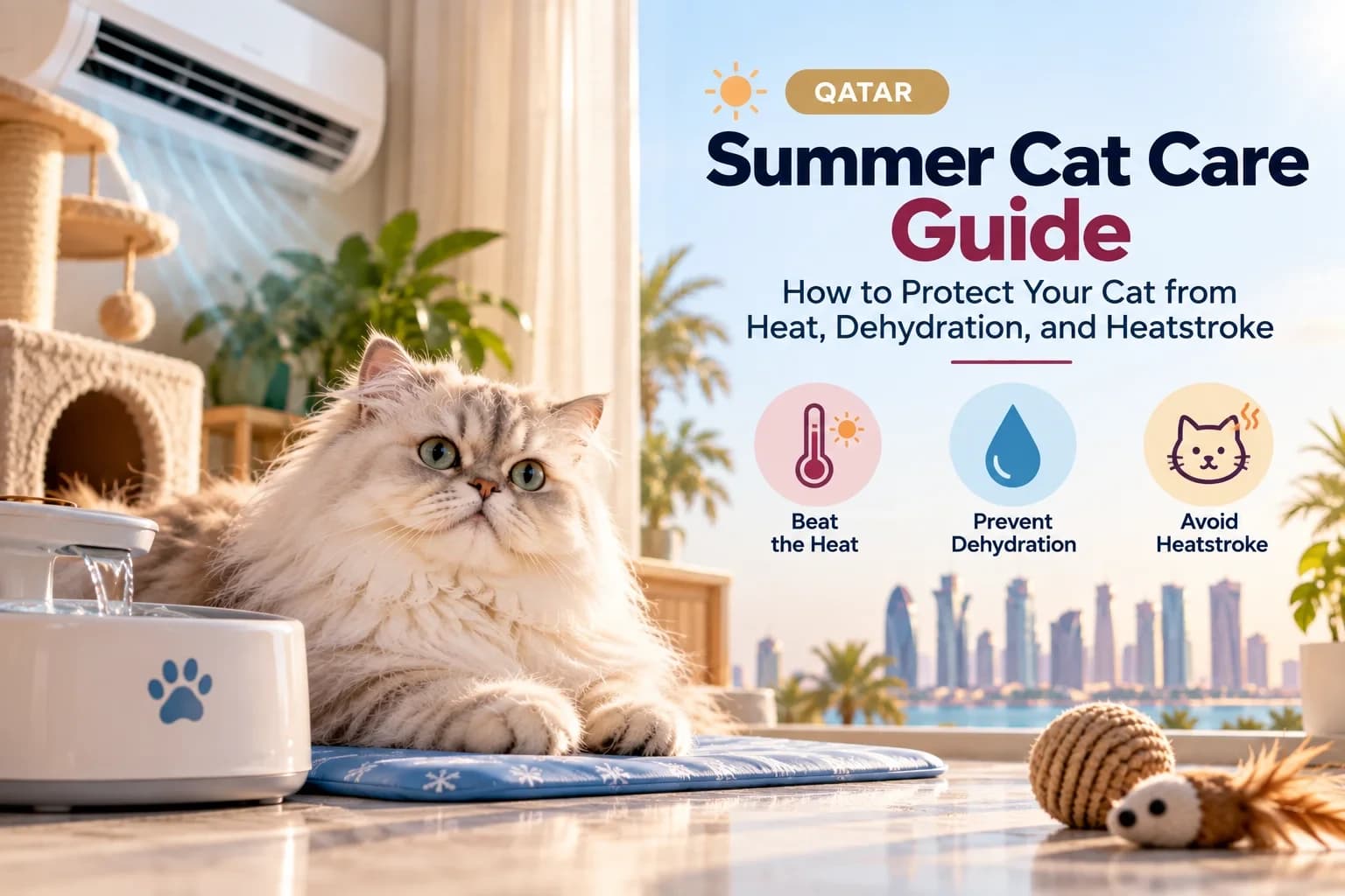 Qatar Summer Cat Care Guide How to Protect Your Cat from Heat, Dehydration, and Heatstroke