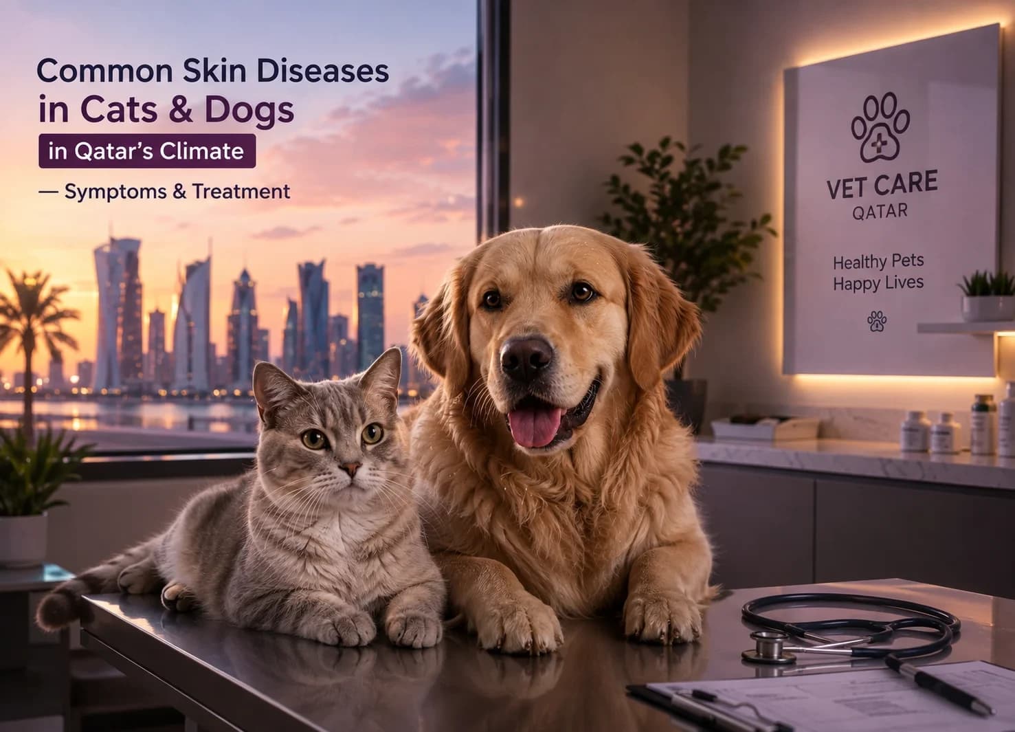 Common Skin Diseases in Cats & Dogs in Qatar's Climate — Symptoms & Treatment